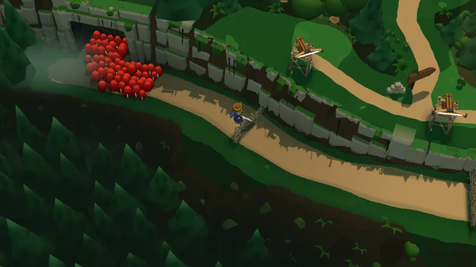 Black Forest: the horde pours out of a cliff gate onto a forest road.